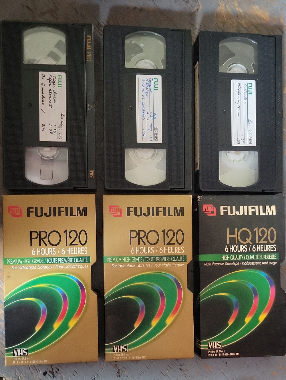 Fujifilm Black VHS Tapes w/ 80s & 90s Pre Recorded Action Movies